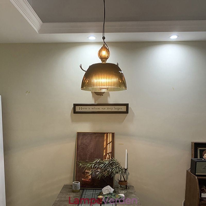 Plisseret nederdel glas pendel lys moderne minimalistisk smedejern lille loftslampe