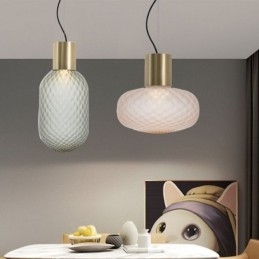 Grid Glas Pendel Light Modern Iron Simple Ceiling Light