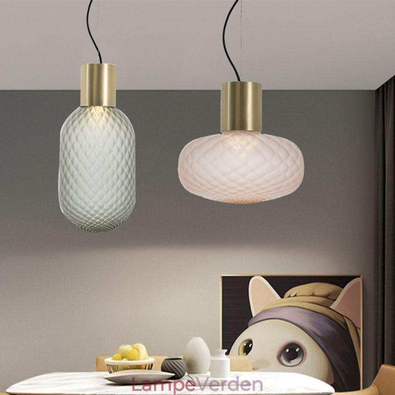 Grid Glas Pendel Light Modern Iron Simple Ceiling Light
