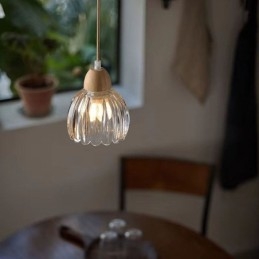 Glas Pendel Retro Pastoral Style Island Loftslampe Gummi Træ Dekorativ Lampe