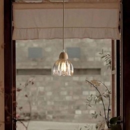 Glas Pendel Retro Pastoral Style Island Loftslampe Gummi Træ Dekorativ Lampe
