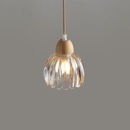 Glas Pendel Retro Pastoral Style Island Loftslampe Gummi Træ Dekorativ Lampe