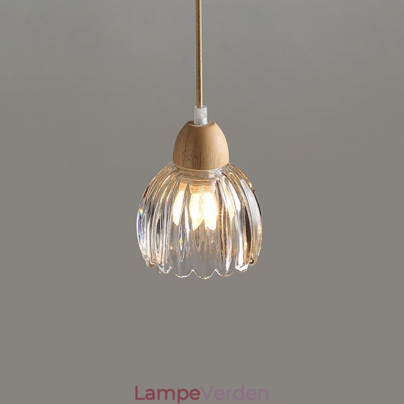 Glas Pendel Retro Pastoral Style Island Loftslampe Gummi Træ Dekorativ Lampe