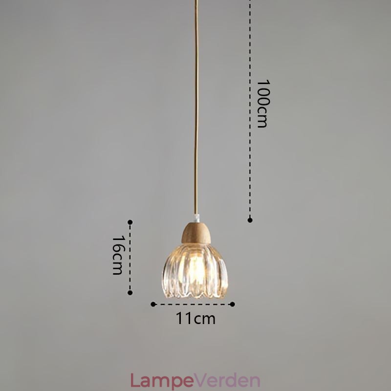 Glas Pendel Retro Pastoral Style Island Loftslampe Gummi Træ Dekorativ Lampe
