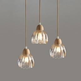 Glas Pendel Retro Pastoral Style Island Loftslampe Gummi Træ Dekorativ Lampe