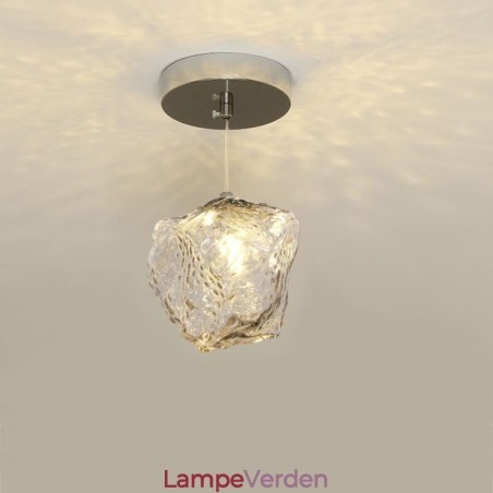 Glas Pendel Retro Dekorativ Lampe Ice Cube formet lampeskærm Glas Pendel Retro Dekorativ Lampe Ice Cube formet lampeskærm