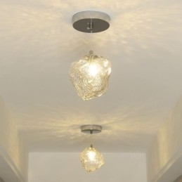 Glas Pendel Retro Dekorativ Lampe Ice Cube formet lampeskærm