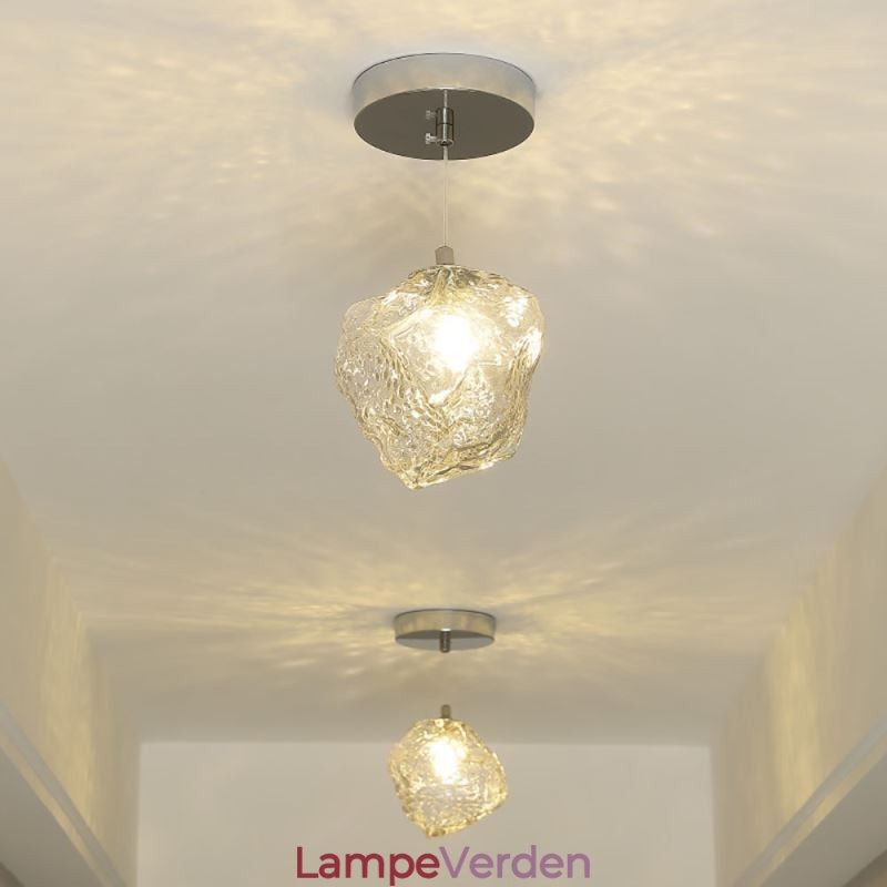 Glas Pendel Retro Dekorativ Lampe Ice Cube formet lampeskærm