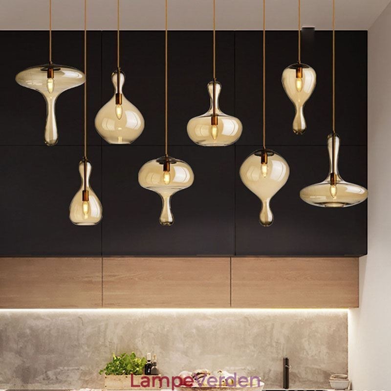Nordic Glass Pendel Amber Shade Loftslampe