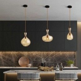 Nordic Glass Pendel Amber Shade Loftslampe