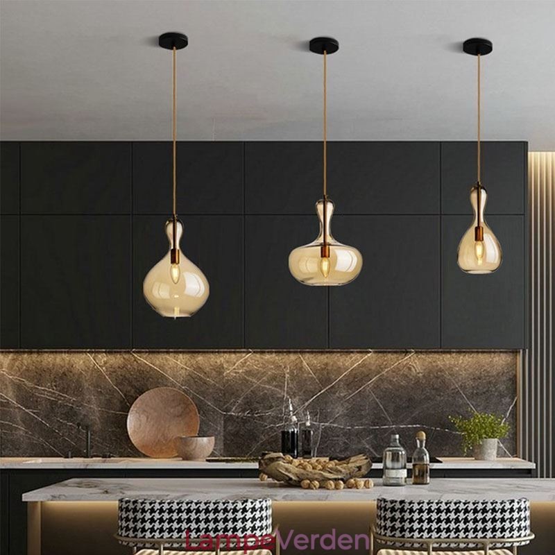 Nordic Glass Pendel Amber Shade Loftslampe