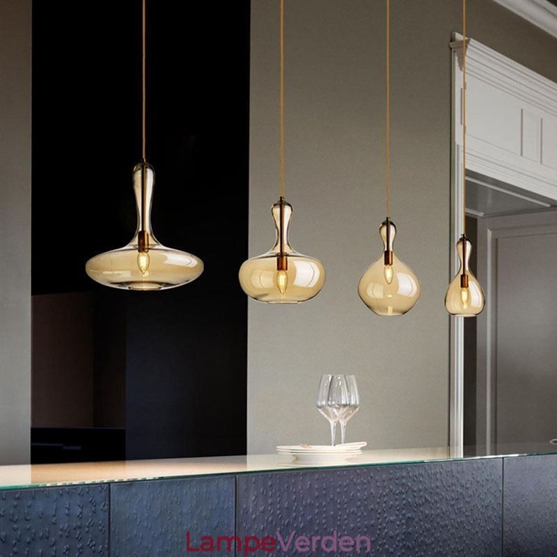 Nordic Glass Pendel Amber Shade Loftslampe