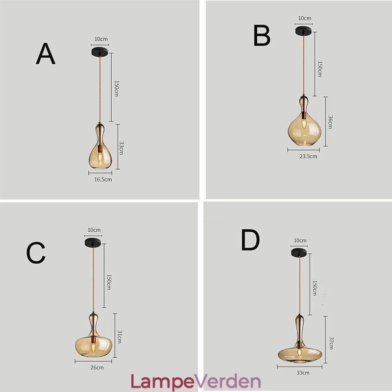 Nordic Glass Pendel Amber Shade Loftslampe