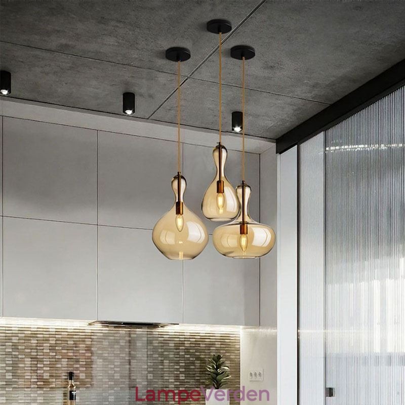Nordic Glass Pendel Amber Shade Loftslampe