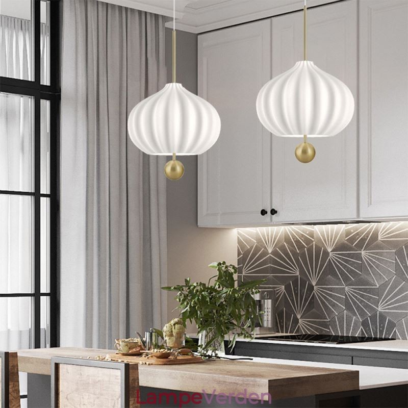 Moderne hvidt glas hængelys Kugleform minimalistisk loftslys