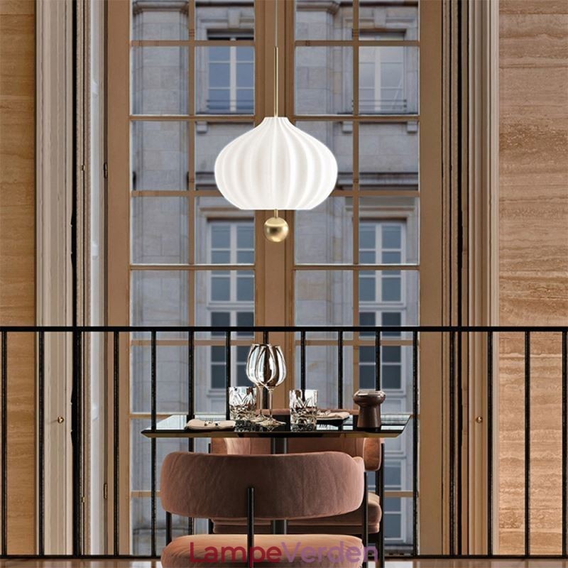 Moderne hvidt glas hængelys Kugleform minimalistisk loftslys