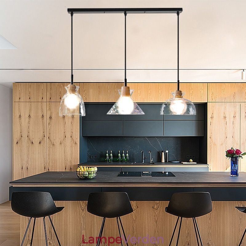 Moderne Simple Pendellampe Vandgennemtrængeligt Glas 3 Loftslys Sengelampe