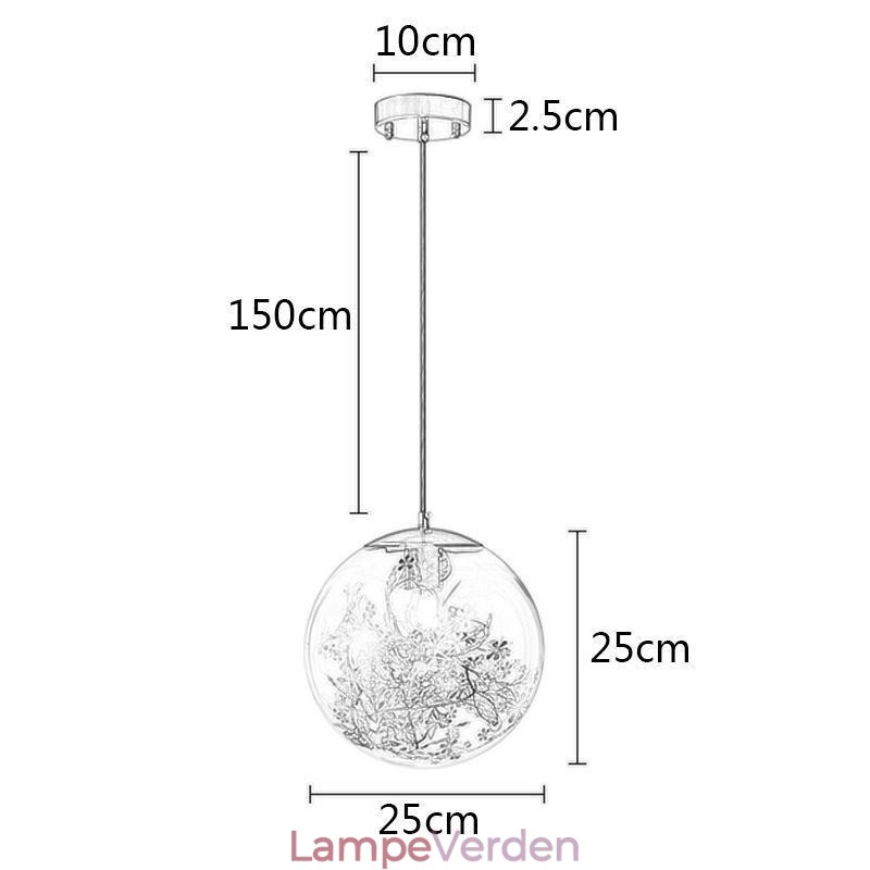 Glaskugle pendant lys blade jule hængende belysning