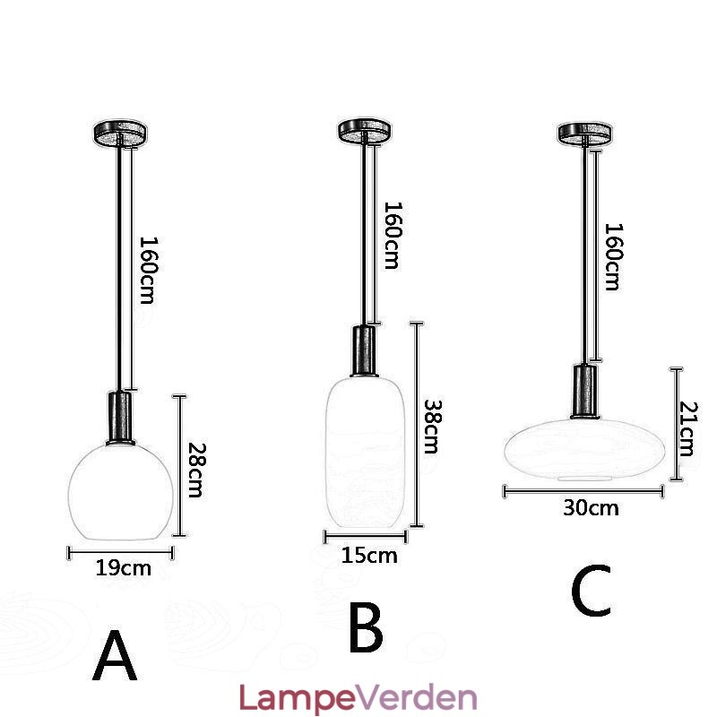 Moderne simpelt pendellampe i glas
