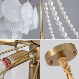Europæisk glas pendant lys post moderne kammusling hængende lys