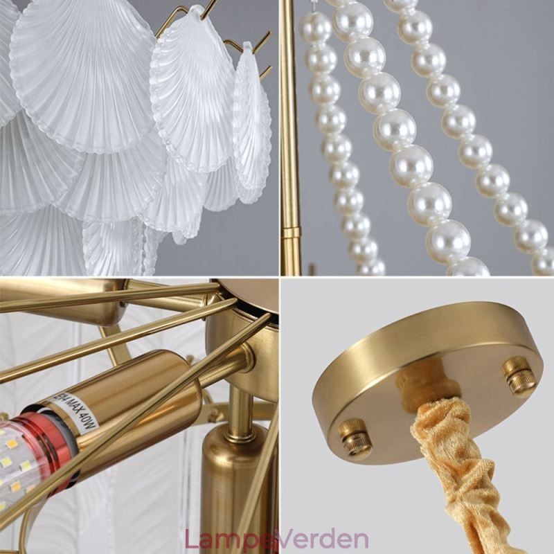 Europæisk glas pendant lys post moderne kammusling hængende lys