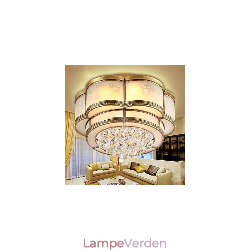 Traditionel klassisk rustik Lodge Krystal Messing Metal Flush Mount