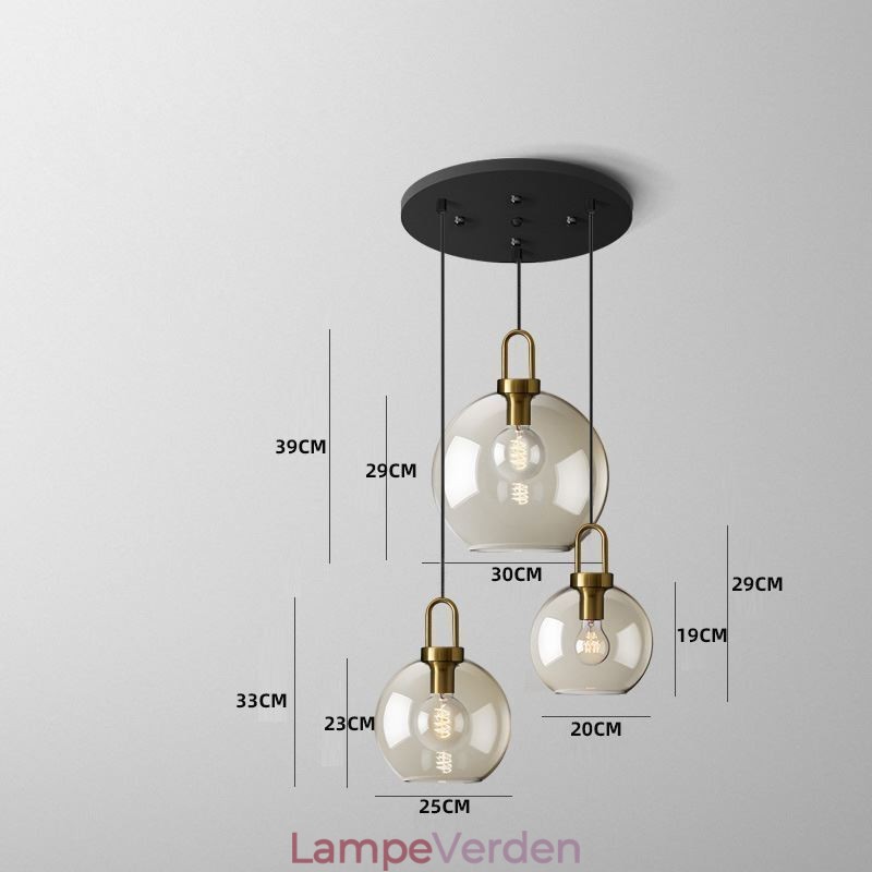 3 lys pendel med glas skærmø