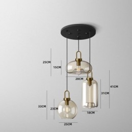 3 lys pendel med glas skærmø