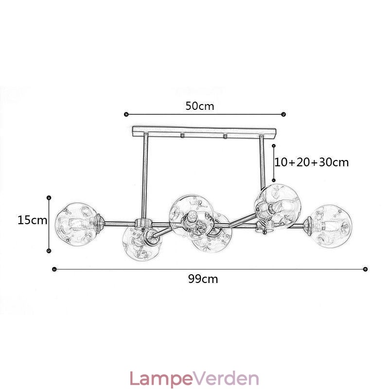 6 lys moderne glasloftslys Magic Bean lysarmatur