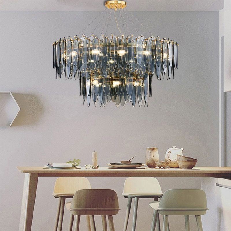 Moderne rund glas pendant lys Elegant glas lysekrone