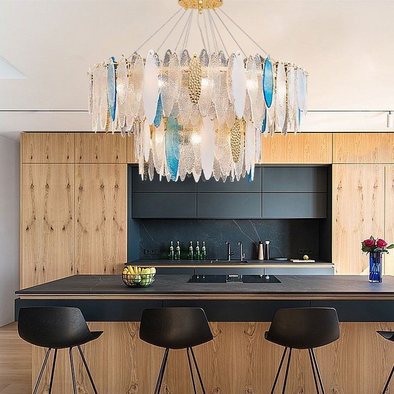 Moderne rund glas pendant lys Elegant glas lysekrone