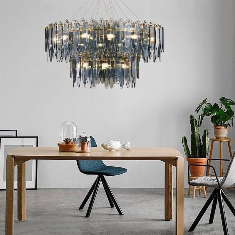 Moderne rund glas pendant lys Elegant glas lysekrone