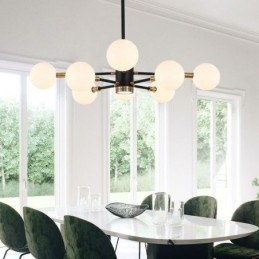 Nordisk Glas Pendel Mælkehvid Rund Lampe Lysekrone Belysning