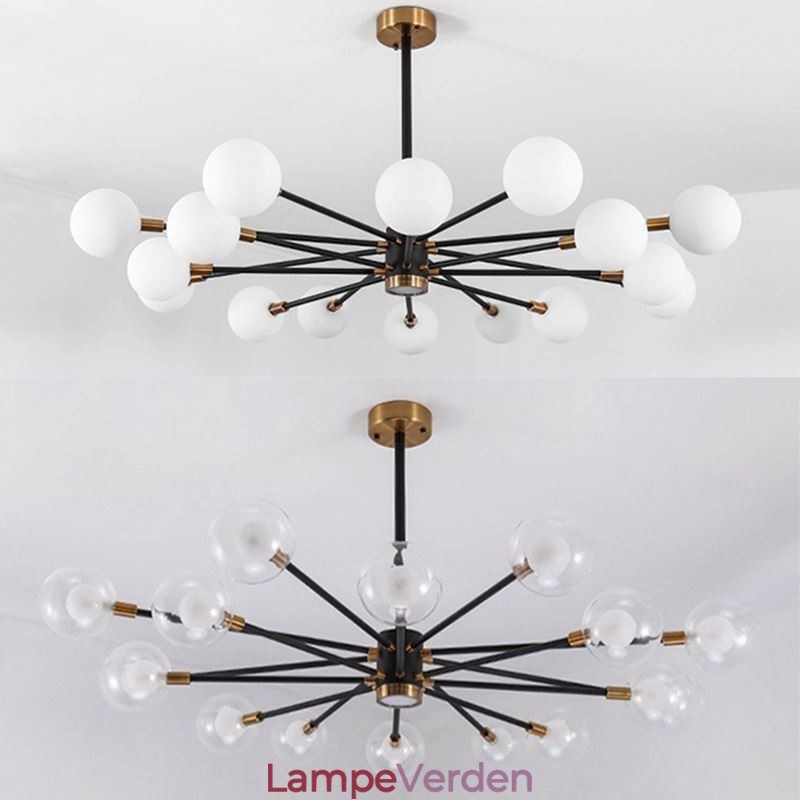 Nordisk Glas Pendel Mælkehvid Rund Lampe Lysekrone Belysning