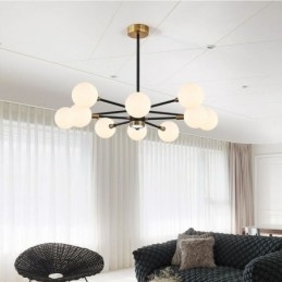 Nordisk Glas Pendel Mælkehvid Rund Lampe Lysekrone Belysning