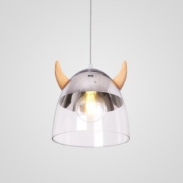 Klassisk glas pendel træ horn lampe kreativ belysning