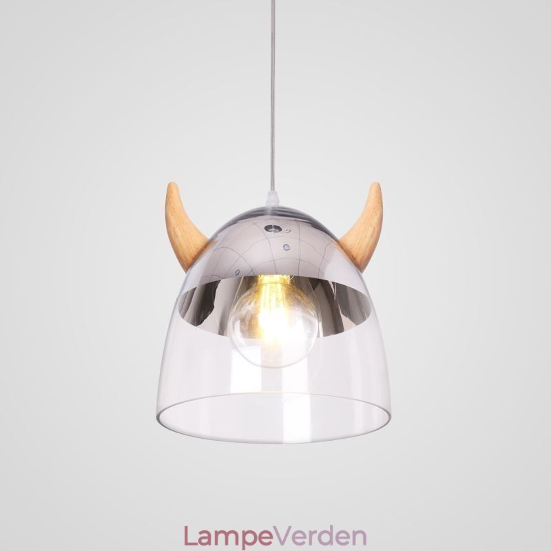 Klassisk glas pendel træ horn lampe kreativ belysning