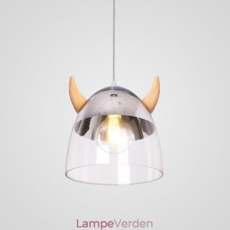 Klassisk glas pendel træ horn lampe kreativ belysning