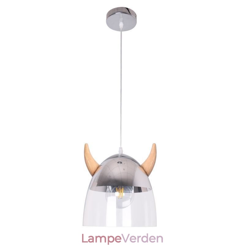 Klassisk glas pendel træ horn lampe kreativ belysning