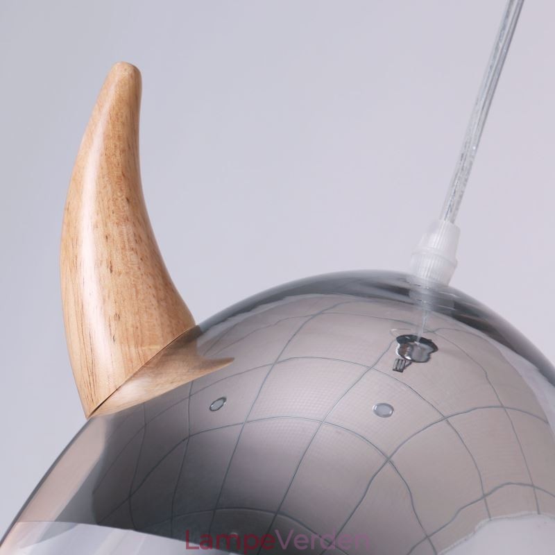 Klassisk glas pendel træ horn lampe kreativ belysning