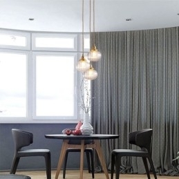 Glas Pendel Lys Klar Rund Ribbet Græskar Form Lampe 1 Lys