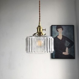 Jelly Jar Pendellampe i klart ribbet glas med drejekontakt