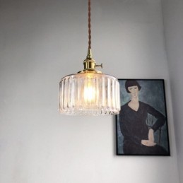 Jelly Jar Pendellampe i klart ribbet glas med drejekontakt