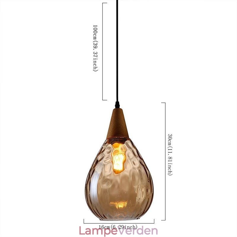 Pendellampe Dråbeglas skærmlampe lys