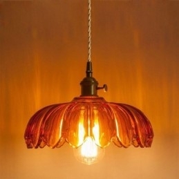 Moderne retro glas pendel belysning blomsterskærm lampe med twist switch lys