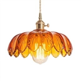 Moderne retro glas pendel belysning blomsterskærm lampe med twist switch lys