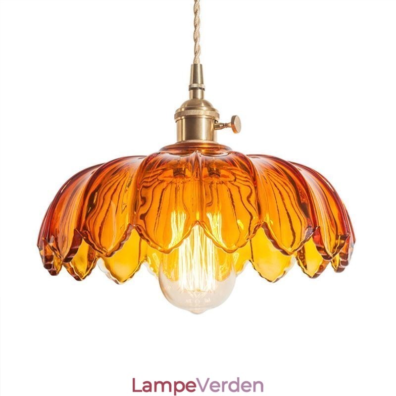 Moderne retro glas pendel belysning blomsterskærm lampe med twist switch lys