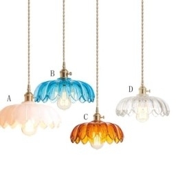 Moderne retro glas pendel belysning blomsterskærm lampe med twist switch lys