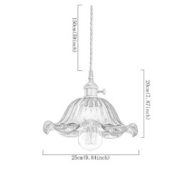 Vintage farverig ribbet glas pendel lys blomsterskærm lampe med twist switch lys