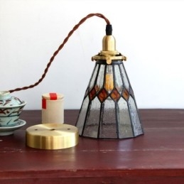 Rustik loftslampe Pendel i farvet glas